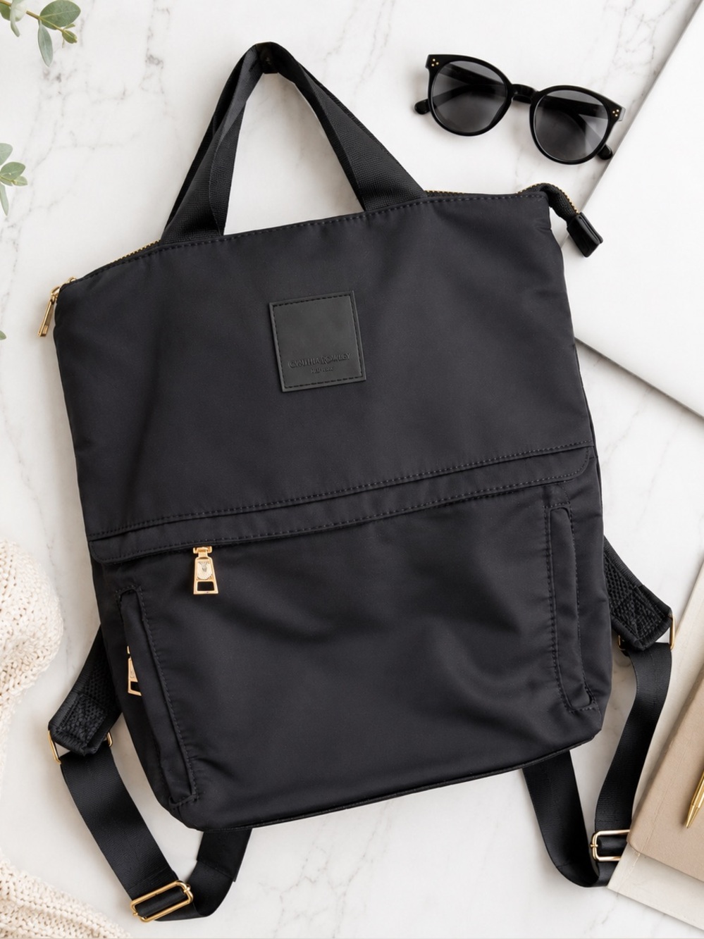 Cynthia Rowley Black Nylon Laptop Backpack Travel Work